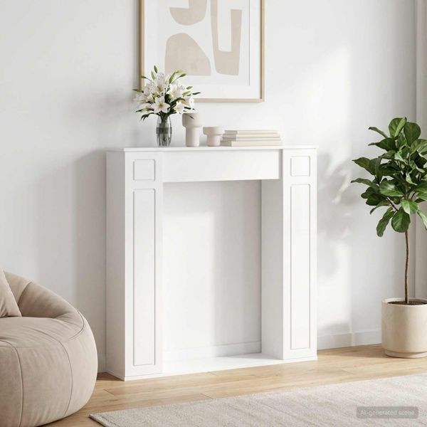 vidaXL Kaminumrandung Glänzend Weiß 100 x 20 x 100 cm Holzwerkstoff, 8006619
