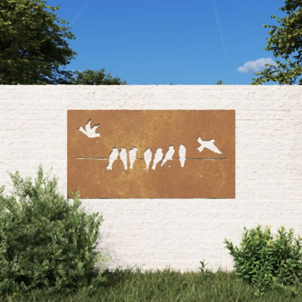 vidaXL Garten-Wanddeko 105x55 cm Cortenstahl Vogel-Design, 824496