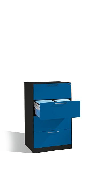 C+P Hängeregistraturschrank Asisto, H1310xB800xT600mm, Farbe: Schwarzgrau / Enzianblau, Bügelgriff, 146223-412 S10123