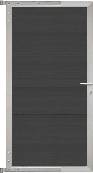 T&J MAX-XL-Tor-Komplettset, 90 x 173 cm, Füllung charcoal, Rahmen silber, 44043