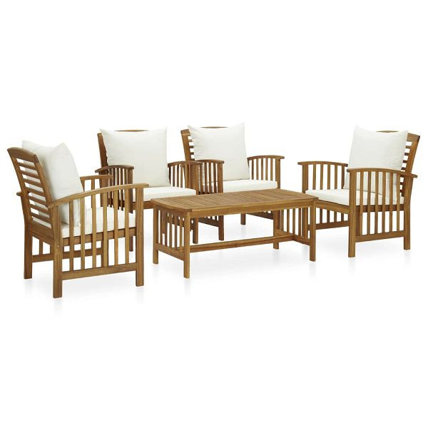 vidaXL 5-teilig Garten-Lounge-Set mit Auflagen Massivholz Akazie, 3057978