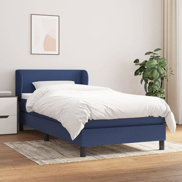 vidaXL Boxspringbett mit Matratze Blau 80x200 cm Stoff, 3126043
