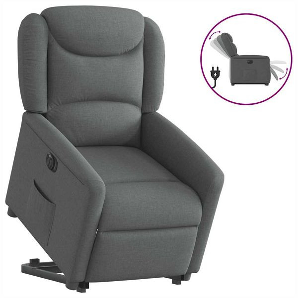 vidaXL Relaxsessel mit Aufstehhilfe Elektrisch Dunkelgrau Stoff, 3303215