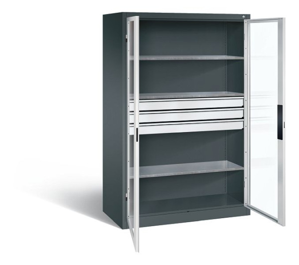 C+P Werkzeugschrank Acurado, H1950xB1200xT600mm, Farbe: Anthrazitgrau / Lichtgrau, Muldengriff, 8932-5530 S10067