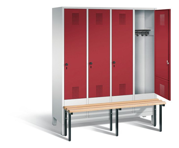 C+P Garderobenschrank Evolo, H1850xB1590xT815mm, Farbe: Lichtgrau / Rubinrot, 48030-42 S10019