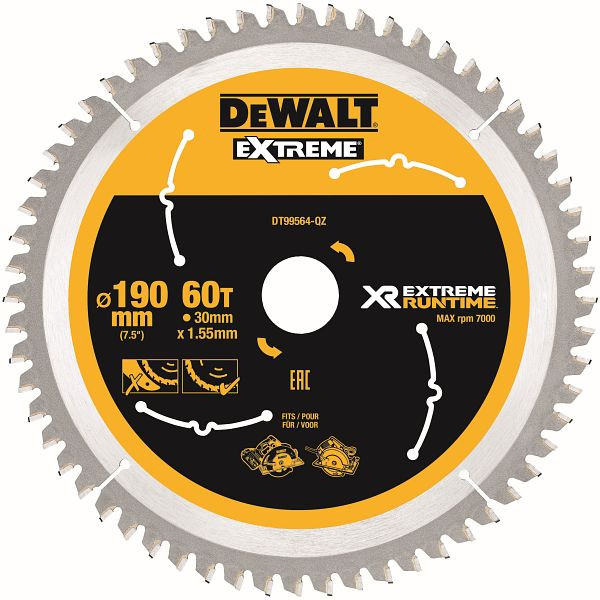 DeWalt Kreissägeblatt Handkreissäge 190/30mm 60WZ/FZ, DT99564-QZ