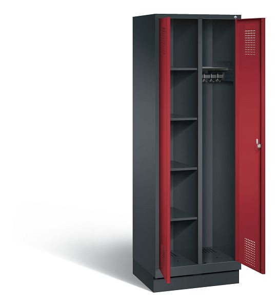 C+P Putzmittel-Spind Evolo, H1800xB610xT500mm, Farbe: Schwarzgrau / Rubinrot, 48160-20 S10096