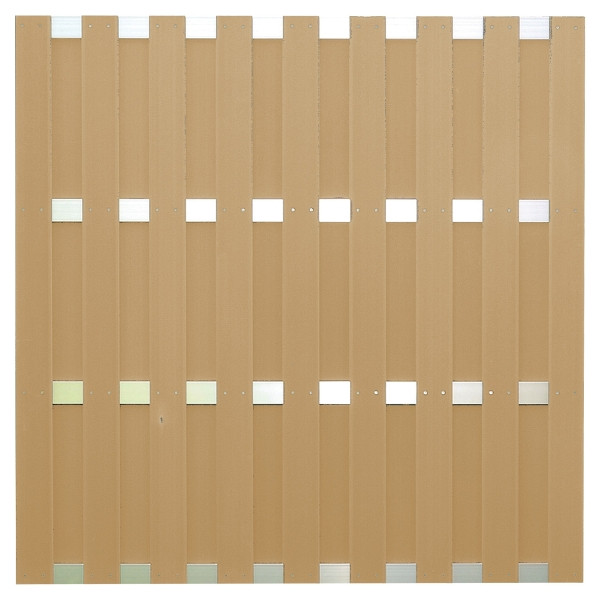 T&J JINAN-Serie sand, 180 x 180 cm, WPC-Bretterzaun, Querriegel ALU anodisiert, 44765