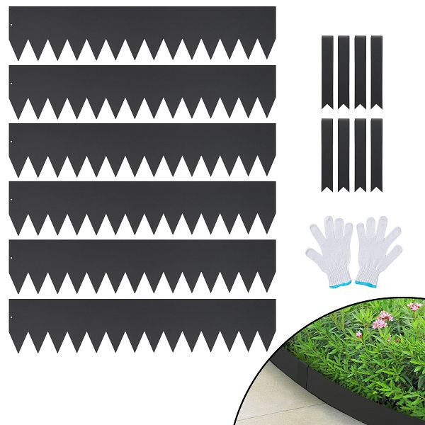 VEVOR Rasenkante 101,6 x 20,3 cm (6er-Set) Rasenkantenband aus Stahl Beeteinfassung Beetumrandung Mähkante, CPPZ8INCH20FX9BRIV0