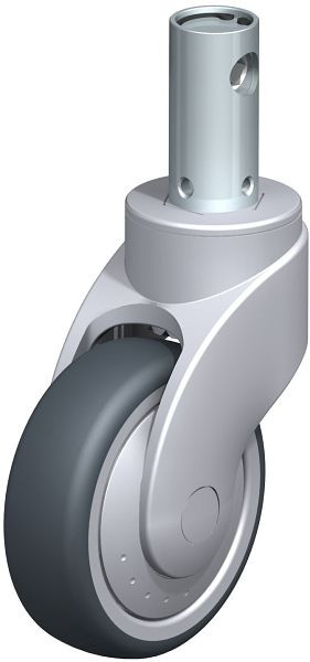 Blickle LWG-TPA 101K-CS11-FK Kunststofflenkrolle WAVE mit Rückenloch & Feststeller, Thermoplastisches Gummi-Elastomer, Grau, 849469