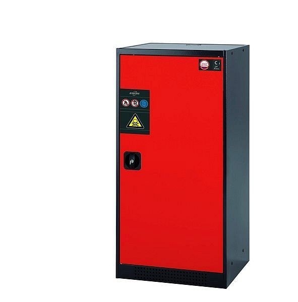 asecos Chemikalienschrank CS-CLASSIC Modell CS.110.054.R in verkehrsrot RAL 3020 mit 2x Fachboden (Stahlblech), 30558-046-30565