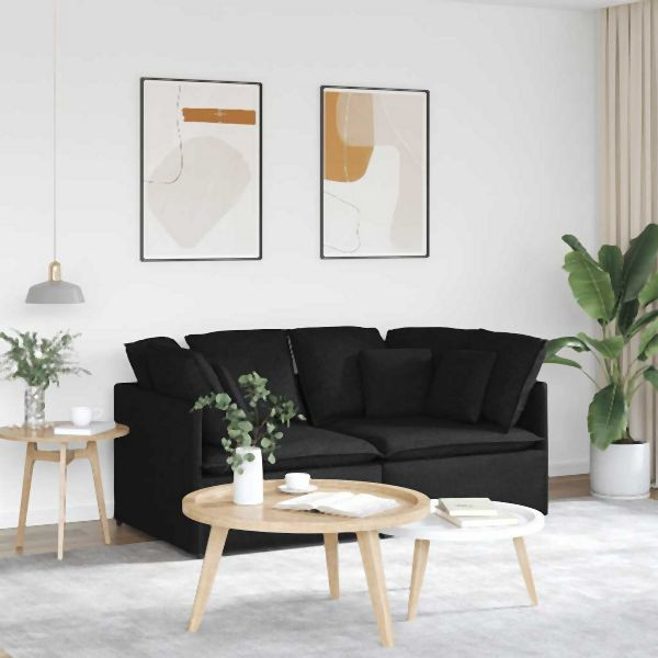 vidaXL Modulares Sofa mit Kissen Stoff Schwarz, 3321239