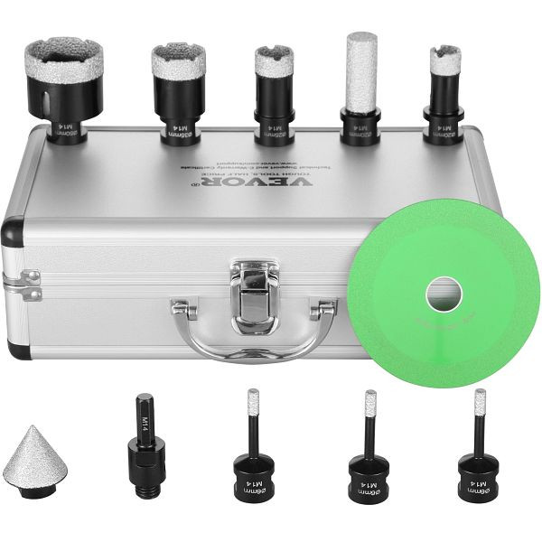 VEVOR Diamant-Kernbohrer-Set, 7-teilig, 6/6/6/20/25/35/50 mm Diamant-Lochsägen-Set, mit Fingerfräser-Kegelbohrer-Sägeblatt, JGSKZT666202F0IUTV0