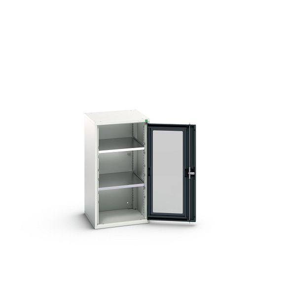 bott verso Flügeltürschrank mit Sichtfenster, mit 2 Fachböden, BxTxH: 525 x 550 x 1000 mm, Lichtgrau / Anthrazitgrau, 16926076.19