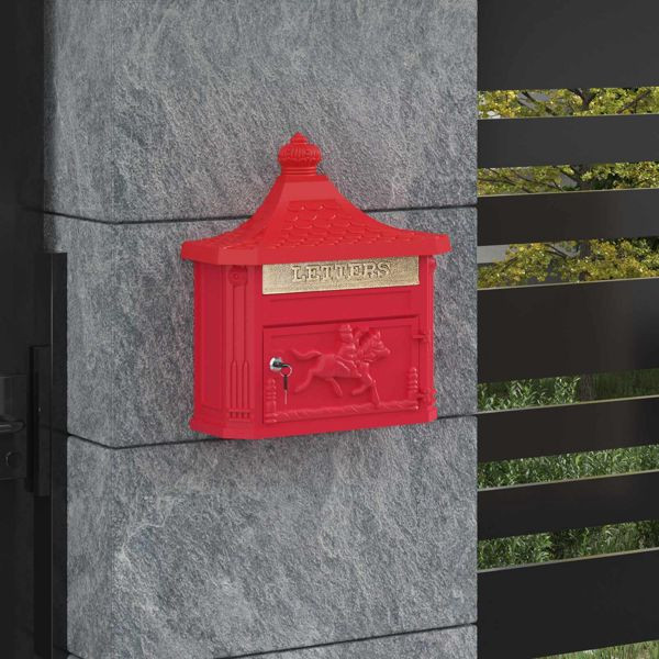 vidaXL Wandmontierter Briefkasten mit Speicher Rot 40,5 x 15,5 x 44 cm, 42023502