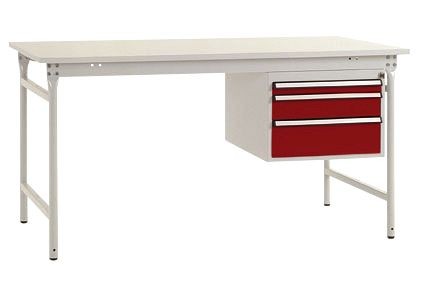 Manuflex Komplett-Beistelltisch BASIS stationär mit Melamin-Platte + Gehäuse-Unterbau, BxTxH: 1500 x 800 x 780 mm, Rubinrot, BB5281.3003