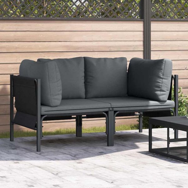 vidaXL Gartenmöbel mit Kissen mit Kissen Anthrazit Stahl, 42009987