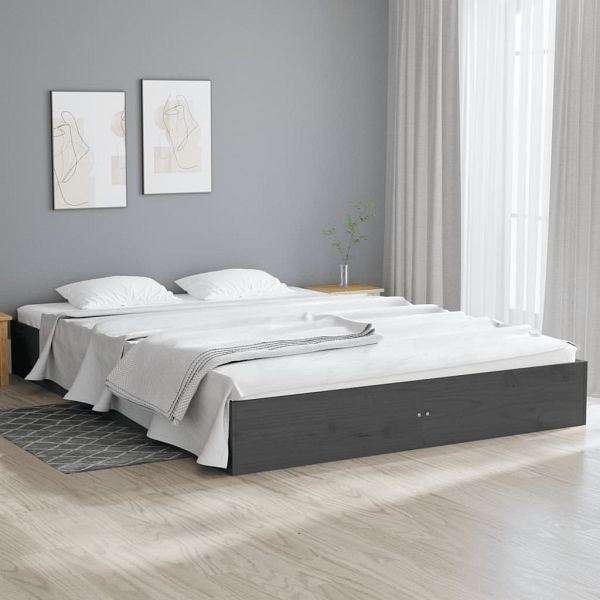 vidaXL Massivholzbett Grau 120x200 cm, Material des Bettgestells: Massives Kiefernholz, 820049