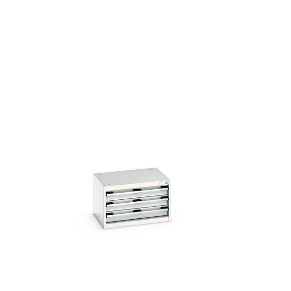 bott cubio Schubladenschrank bestückt, mit 3 Schubladen, BxTxH: 650x525x400mm, RAL 7035/7035, Lichtgrau, 40011068.16V