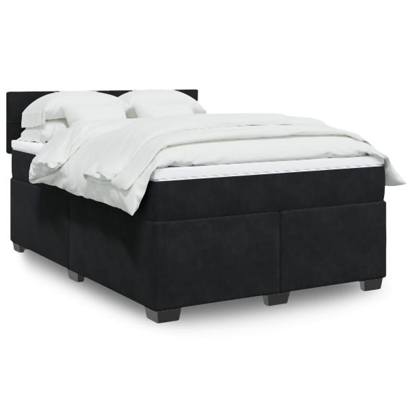 vidaXL Boxspringbett mit Matratze Schwarz 140x200 cm Samt, 3288632