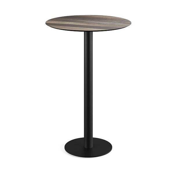Feros Urban Stehtisch Schwarz gestell + Tropical Wood HPL Ø70 cm, 130041270