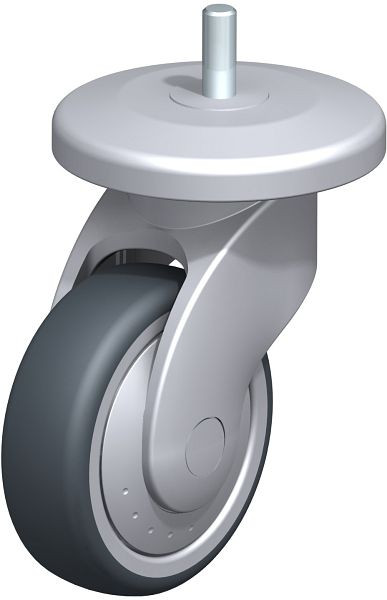Blickle LWG-TPA 101K-11-FK-AMG100 Kunststoff-Lenkrolle WAVE mit Abweisrad, Thermoplastisches Gummi-Elastomer, Grau, 849513