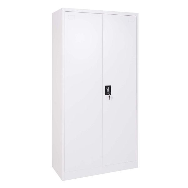 Mendler Aktenschrank HWC-H17, Stahlschrank Büroschrank, 2 Türen, 185x90cm weiß, 72731