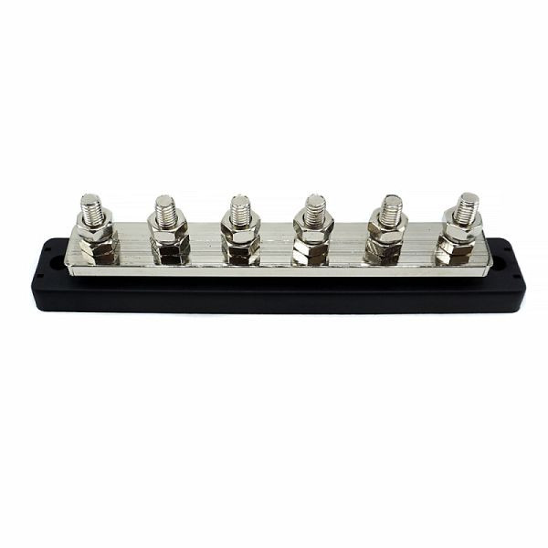 WATTSTUNDE Sammelschiene Busbar 6xM8 150A / 70V schwarz, 905-10030