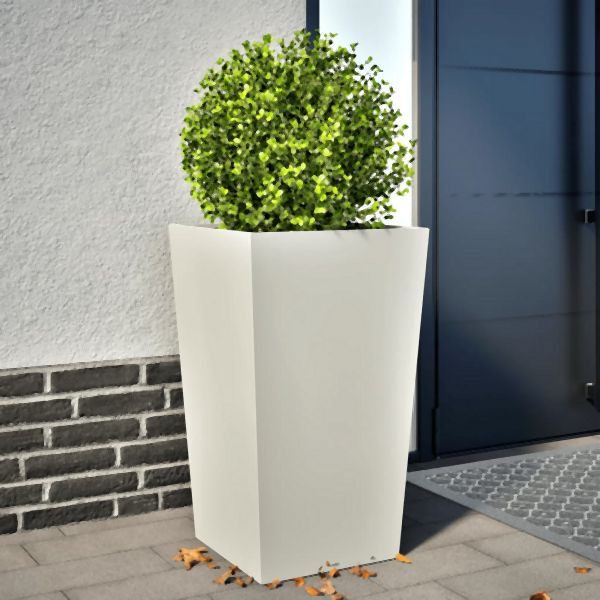 vidaXL Pflanzkübel Weiß 45x45x75 cm Stahl, für Gärten, 851096