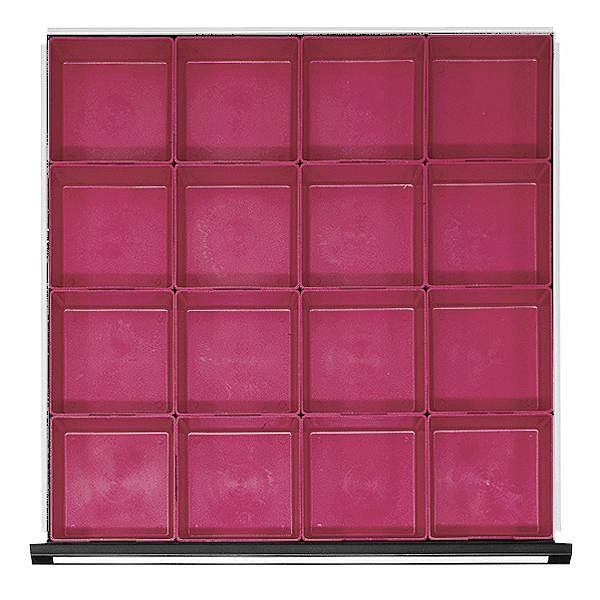 ANKE Werkbänke Kleinteilekästen; für Schublade 600 x 600 mm (BxT); für Fronthöhe 90 - 120 mm; 16 Stück á x 150 x 150 mm, 903.213
