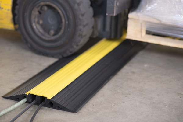 EHA VARIO-Kabelbrücke, schwarz/gelber Deckel, 350 mm breit, VE: 6 Stück, 45030