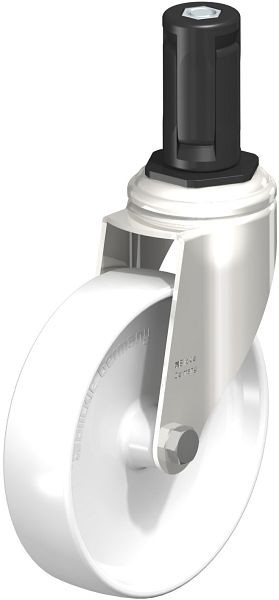 Blickle LKRXA-PO 126G-11-EXR14 Edelstahl-Apparate-Lenkrolle mit Expander, Polyamid, Weiß, 853568
