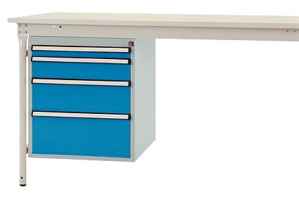 Manuflex Gehäuse-Unterbau stationär, Nutzhöhe 500 mm mit 4 Schubfächer, für Tischtiefe 800 mm, Lichtblau, ZB4752.5012