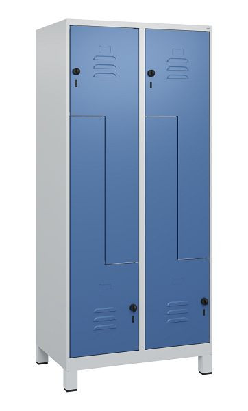 C+P Z-Spind Classic PLUS, Füße, 4 Abteile, 1800x800x500mm, 7035/5023, Drehriegel, 0800137-224 S10005