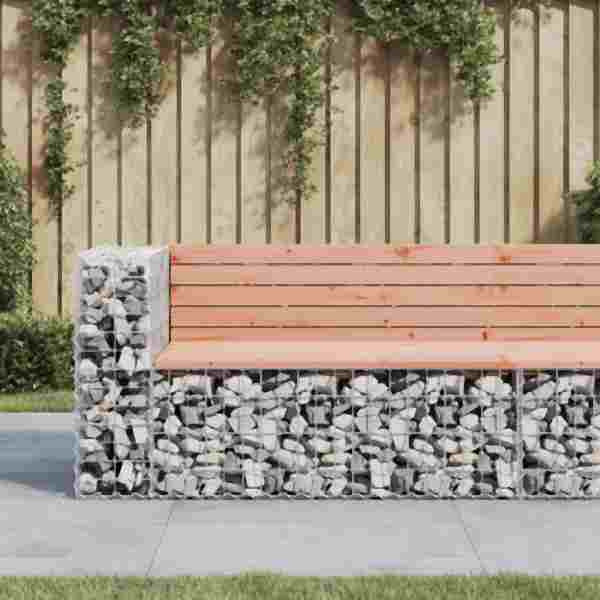 vidaXL Gartenbank aus Gabionen 122x71x65,5 cm Massivholz Douglasie, 834384