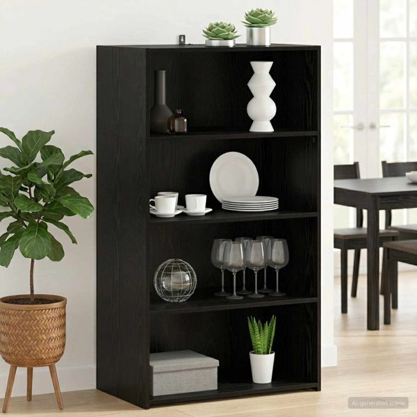 vidaXL Highboard Schwarz Eichen-Optik 70 x 41 x 124 cm Holzwerkstoff, 8015672