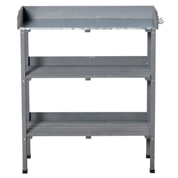 Outsunny Pflanztisch Gärtnertisch Blumentisch mit Metall Arbeitsfläche Garten, 845-211GY