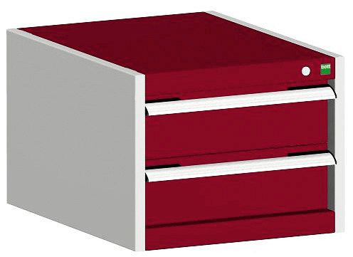 bott cubio Schubladenschrank bestückt mit 2 Schubladen BxTxH: 525 x 525 x 400 mm, RAL 7035/3004, 40010005.24V