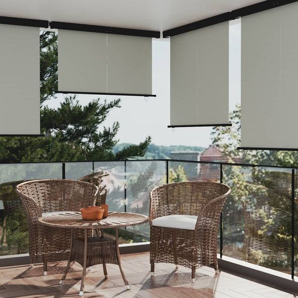vidaXL Balkon-Seitenmarkise 165x250 cm Grau, Material: Stahl, Aluminium, Stoff (100% Polyester), 317860
