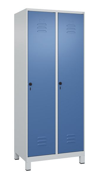 C+P Mehrzweckschrank Classic PLUS, Füße, 2 Abteile, 1950x800x500mm, 7035/5023, Drehriegel, Türen rechts angeschlagen, 080010-22B S10005