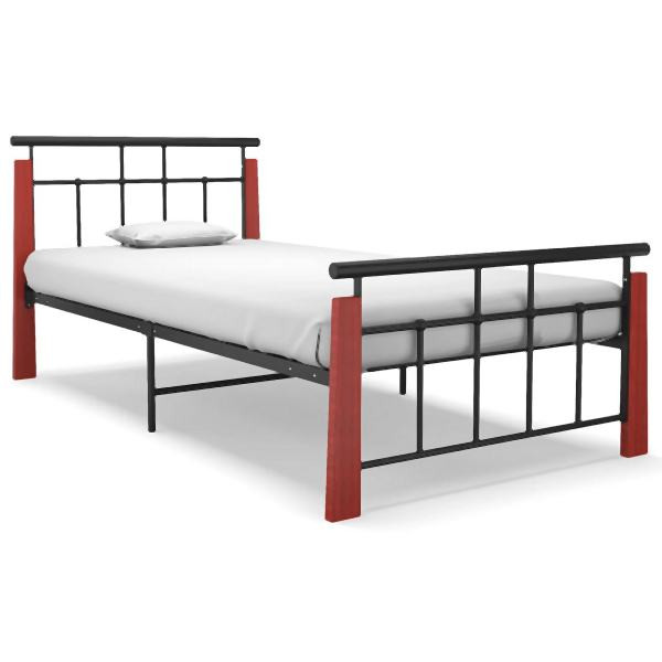 vidaXL Bettgestell Metall und Massivholz Eiche 100x200 cm, 324891