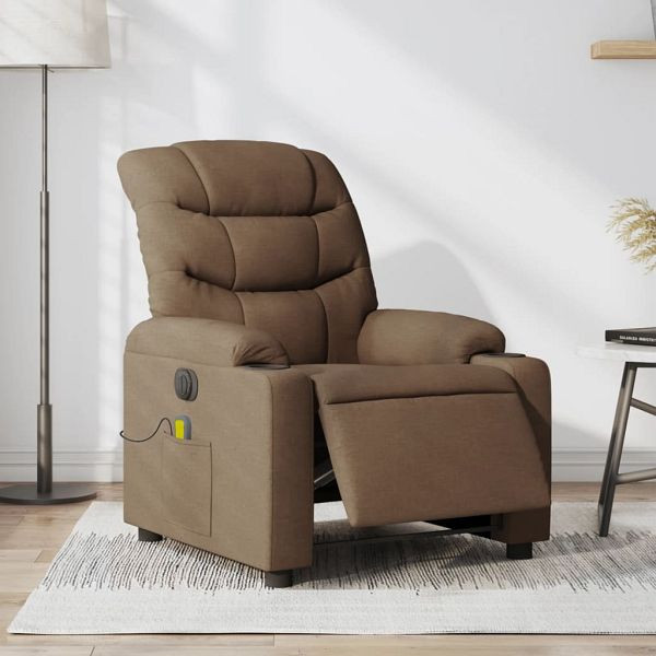 vidaXL Massagesessel Elektrisch Braun Stoff, Top-Qualität, 3206640