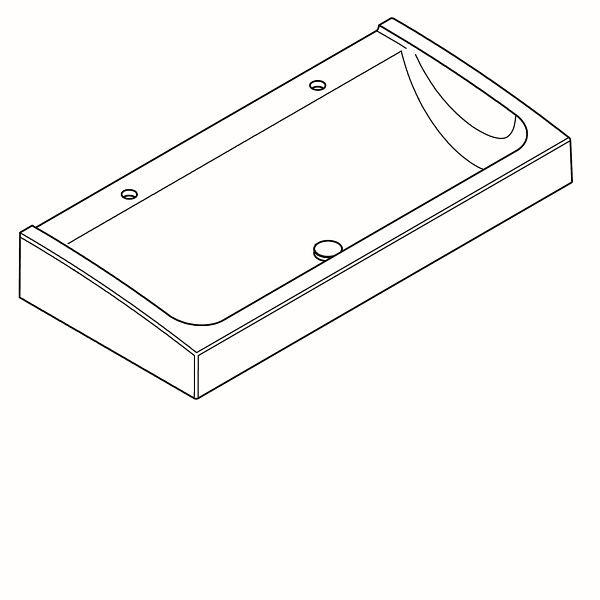 KWC Waschrinne, FUTURA exklusiv, MIRANIT, 1200x170x570 mm, 2 Armaturenbohrungen, Haubenablaufventil, 2030066264