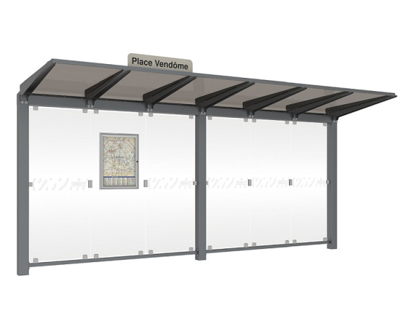 Procity Wartehalle Venedig - Ohne Seitenverkleidungen, Farbe Procity grau, Maße: Breite 5000 x Höhe 2422 x Tiefe 1520 mm, 529660.GPRO