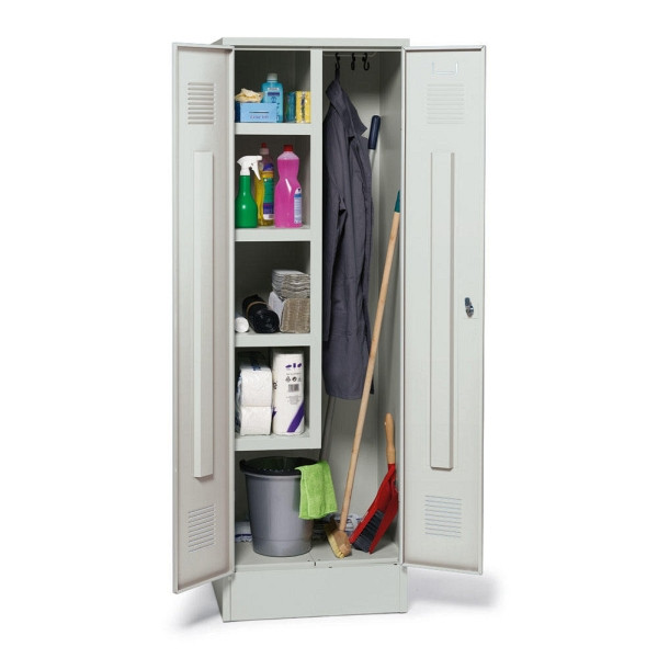 Deskin Mehrzweck-Garderoben-Stahlspind, Korpus und Türen Lichtgrau RAL 7035 H 1850 x B 600 x T 500 mm, 278152