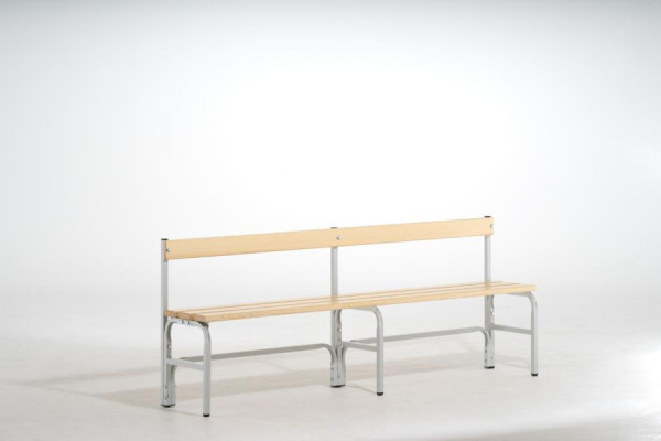 SYPRO Sitzbank mit Rückenlehne (Typ F), einseitig, Stahl/ Holz 200, lichtgrau, 1313492