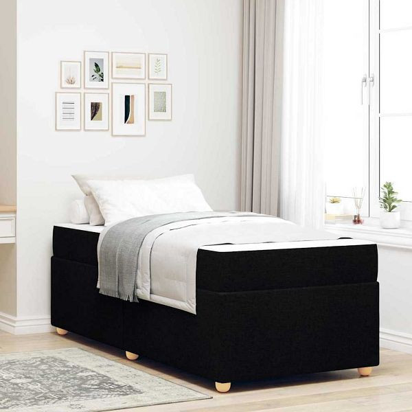vidaXL Bettgestell mit Matratze Schwarz 90 x 200 cm Stoff, 3399330