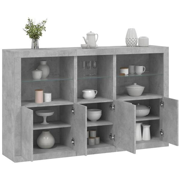 vidaXL Sideboard mit LED-Leuchten Betongrau 162x37x100 cm, 3209145
