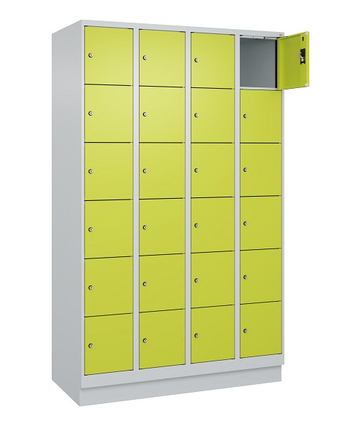 C+P Schließfachschrank Evolo PLUS, mit Sockel, 24 Fächer, 1950x1200x500mm, 7035/1108060 RDS Clowngrün, 049020-406 S10015