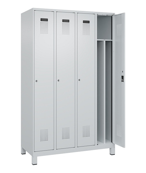 C+P Spind Evolo PLUS, mit Füßen, 4 Abteile, 1950x1200x500mm, 7035/7035, Verschluss Zylinderschloss, 049010-40F S10040